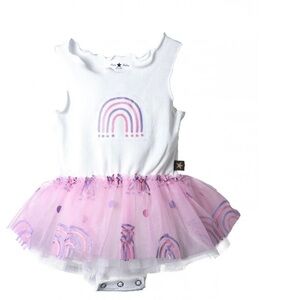 White and Pink Rainbow Tutu Dress by Petite Hailey